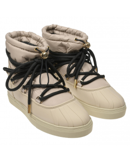 Бежевые мунбуты со шнуровкой INUIKII Бежевый, арт. 70202-105 BEIGE | Фото 1