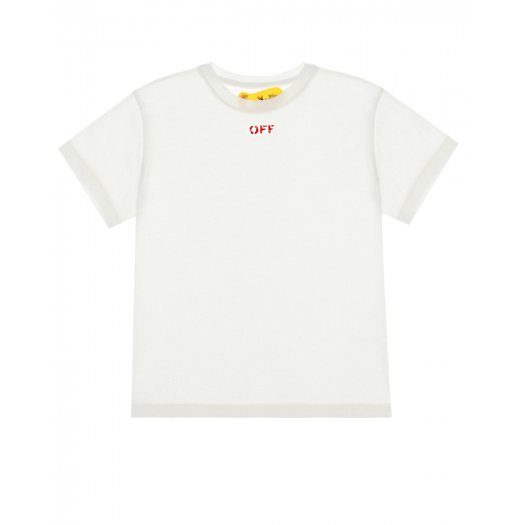 Белая футболка с красным логотипом Off-White | Фото 1