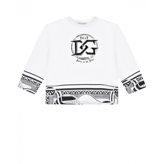Белая толстовка с черным лого Dolce&Gabbana | Фото 1