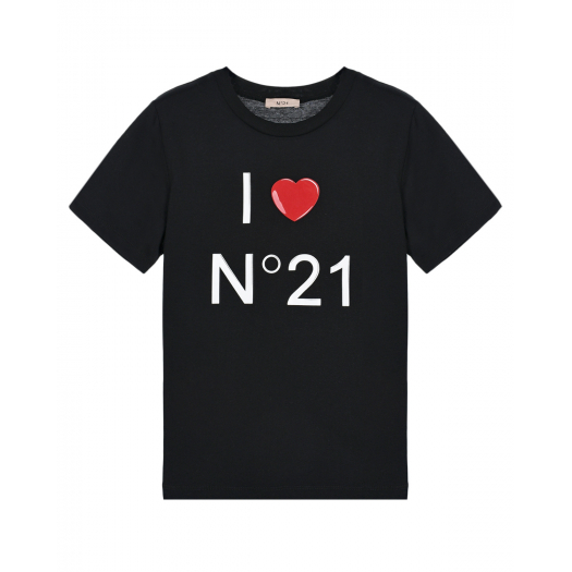 Черная футболка с принтом &quot;I Love N21&quot; No. 21 | Фото 1