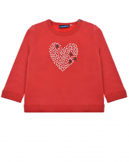 Красный свитшот с принтом &quot;Сердце&quot; Sanetta Kidswear Красный, арт. 115295 3730 | Фото 1