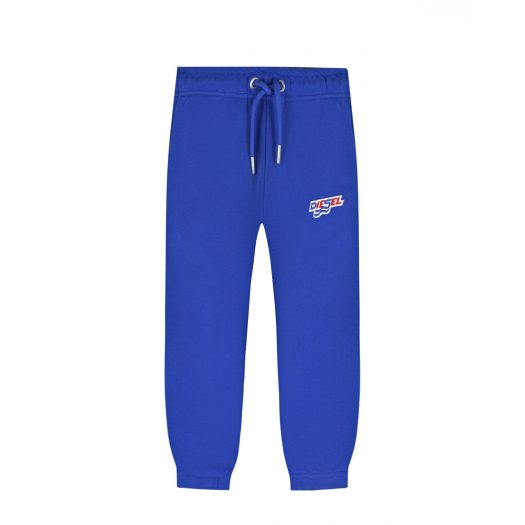 Синие спортивные брюки с вышитым лого Diesel | Фото 1