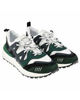 Зеленые кроссовки с синими и белыми вставками Emporio Armani Зеленый, арт. XYX021 XOI62 R162 | Фото 1
