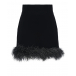 Черная бархатная юбка с отделкой перьями ALINE | Фото 1