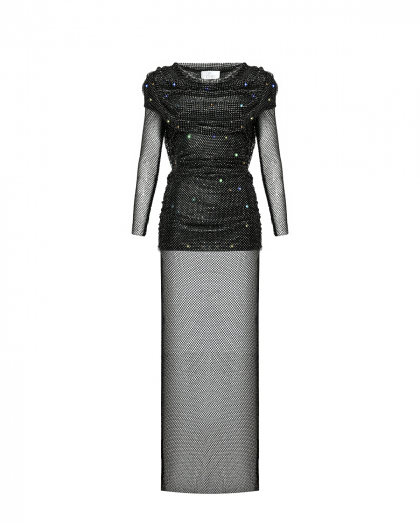 Платье со стразами Swarovski с воротом-трансформером в капюшон Giuseppe di Morabito | Фото 1