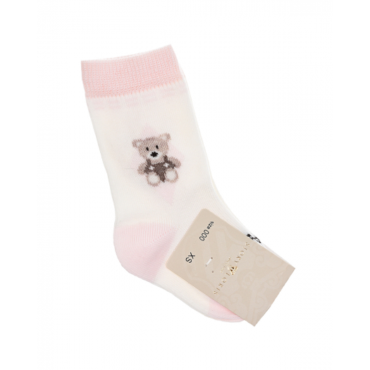 Розовые носки с принтом &quot;Мишка&quot; Story Loris | Фото 1