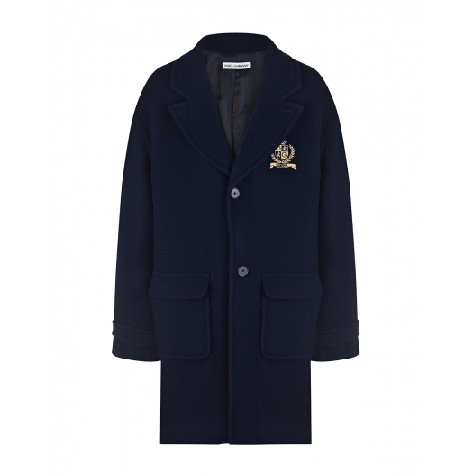 Синее пальто с накладными карманами Dolce&Gabbana | Фото 1