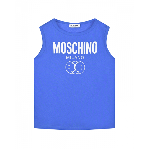 Синяя футболка без рукавов Moschino | Фото 1