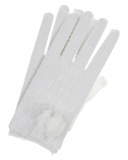 Серые перчатки с кружевной отделкой Aletta Белый, арт. AA2212GUA P691 | Фото 1