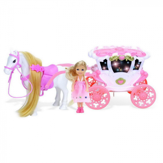 Игровой набор &quot;Лошадка, бело-розовая карета и куколка&quot;, 37х18х12 см Junfa | Фото 1