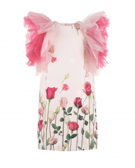 Платье с рукавами-оборками Monnalisa Розовый, арт. 719909 9623 0091 | Фото 1
