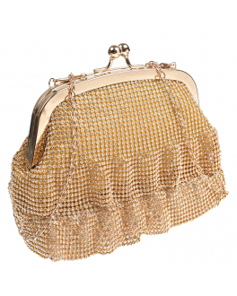 Золотая сумка со стразами, 17x13.5x5.5 см Monnalisa Золотой, арт. 770000 0076 0070 | Фото 2
