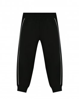 Черные спортивные брюки с белой отделкой Moschino Черный, арт. HUP054 LDA13 60100 | Фото 2
