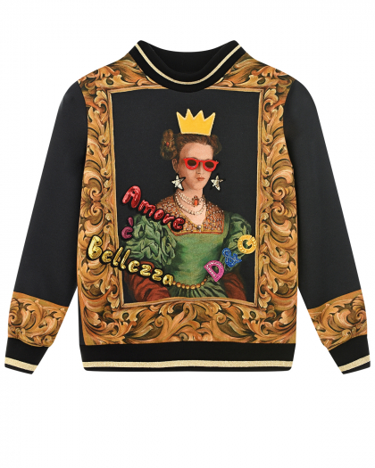 Свитшот с барочным принтом &quot;Queen&quot; Dolce&Gabbana | Фото 1