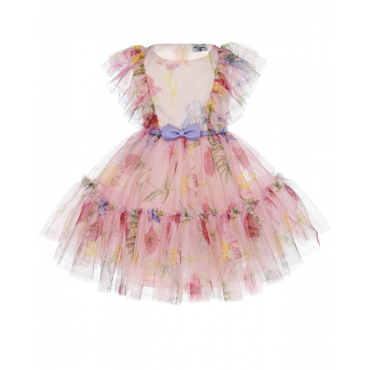 Розовое платье с рюшами Monnalisa | Фото 1