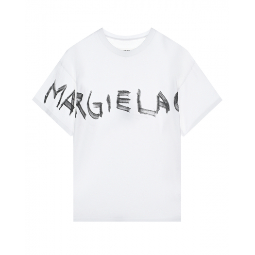 Белая футболка с черным лого MM6 Maison Margiela | Фото 1