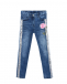 Skinny fit джинсы с вышивкой и лампасами Monnalisa | Фото 1