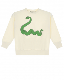 Свитшот молочного цвета с принтом &quot;змея&quot; Mini Rodini Желтый, арт. 22220152 11 | Фото 1