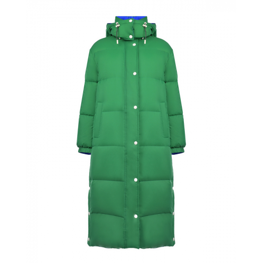 Двустороннее пальто-пуховик, синий/зеленый Yves Salomon | Фото 1