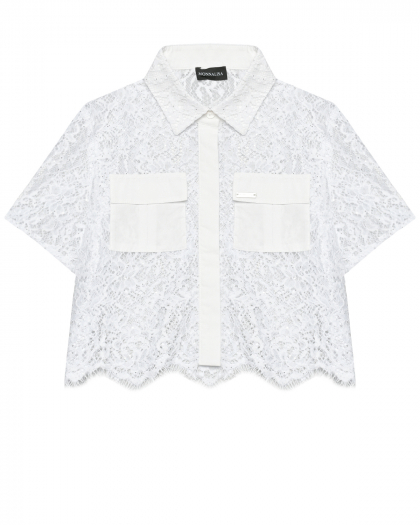 Кружевная белая блуза Monnalisa | Фото 1