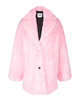 Розовое пальто из эко-меха MSGM Розовый, арт. 3341MDC12 227626 11 | Фото 1