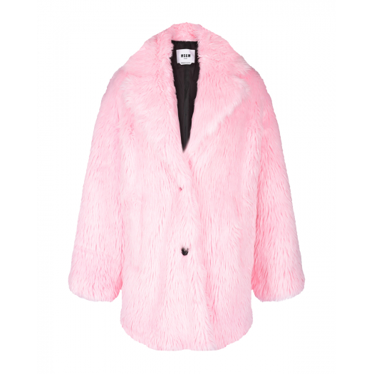 Розовое пальто из эко-меха MSGM | Фото 1