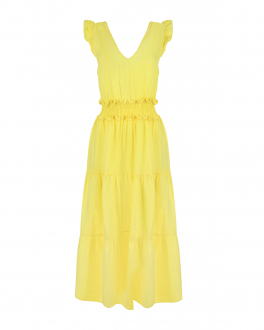 Желтое приталенное платье 120% Lino Желтый, арт. V0W49DM0000115000 V040 | Фото 1