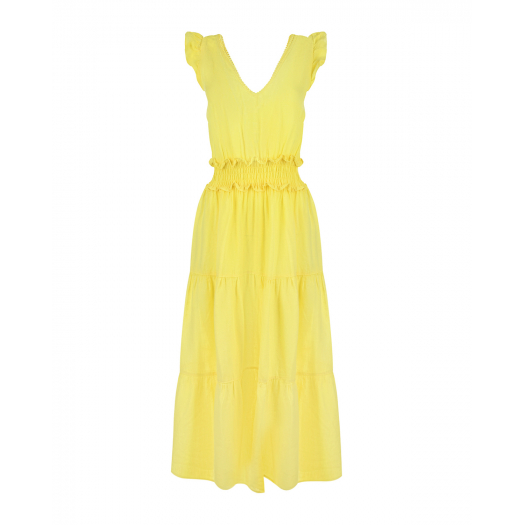 Желтое приталенное платье 120% Lino | Фото 1