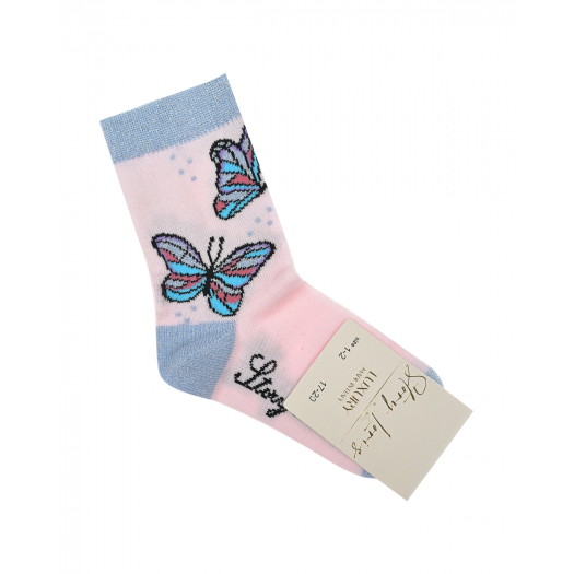 Светло-розовые носки с принтом &quot;бабочки&quot; Story Loris | Фото 1