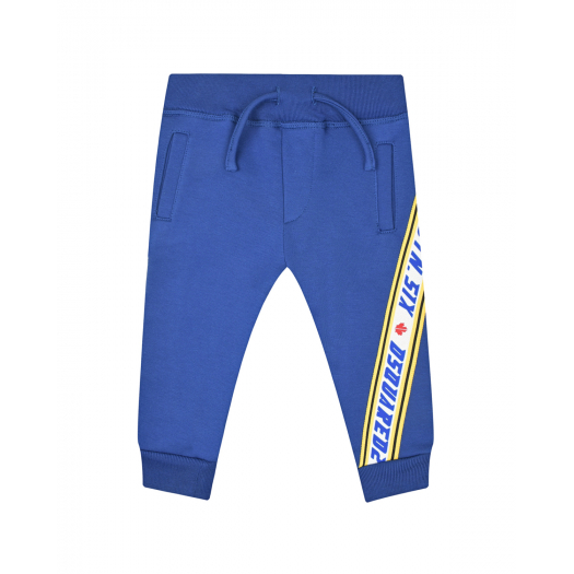 Синие спортивные брюки с принтованными лампасами Dsquared2 | Фото 1