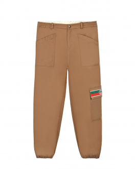 Коричневые брюки из габардина GUCCI Коричневый, арт. 638065 XWAML 2002 | Фото 1