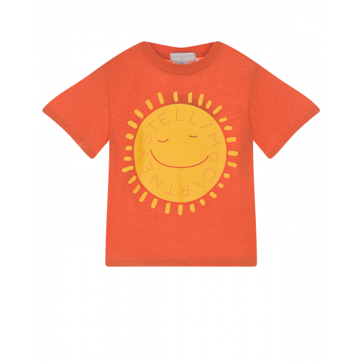 Оранжевая футболка с принтом &quot;солнце&quot; Stella McCartney | Фото 1
