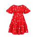 Красное платье с принтом &quot;сердца&quot; Monnalisa | Фото 1