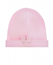 Розовая шапка с декоративными ушками