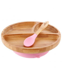 Набор 2 предмета (бамбуковая тарелка Toddler, ложка), розовый Avanchy , арт. PTPL | Фото 1