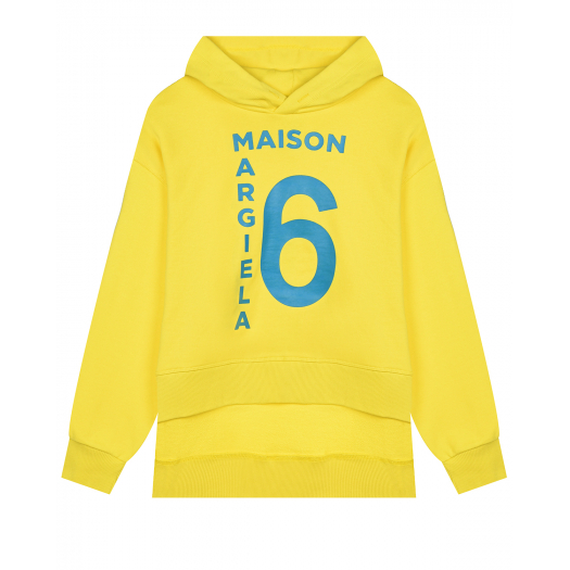 Желтая толстовка-худи с голубым лого MM6 Maison Margiela | Фото 1
