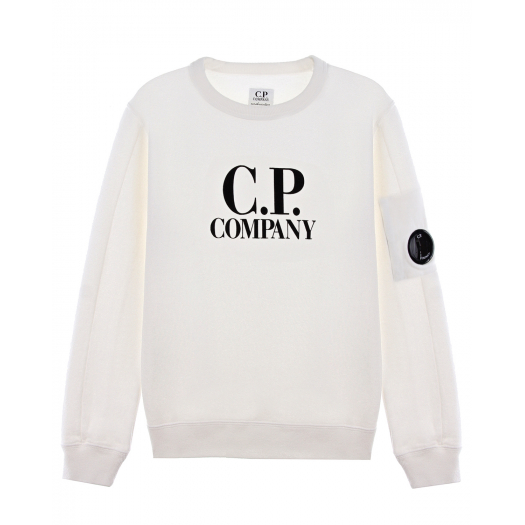 Белый свитшот с черным логотипом CP Company | Фото 1