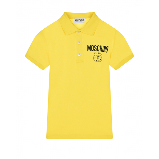 Желтая футболка-поло с черным лого Moschino | Фото 1
