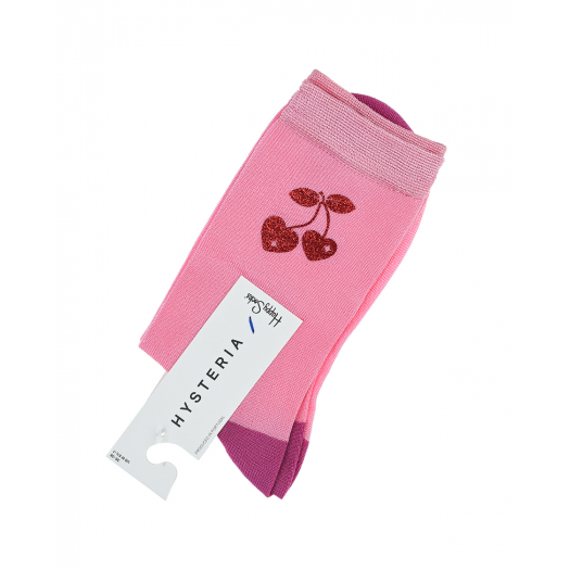 Розовые носки с принтом &quot;вишни&quot; Happy Socks | Фото 1