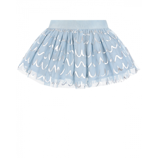 Голубая юбка с принтом &quot;серебряные волны&quot; Stella McCartney | Фото 1