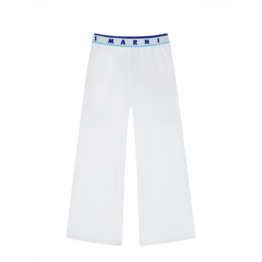 Белые брюки с поясом на резинке MARNI | Фото 1