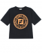 Черная футболка с оранжевым логотипом Fendi | Фото 1