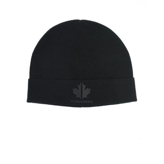 Черная шапка с логотипом в тон Dsquared2 | Фото 1