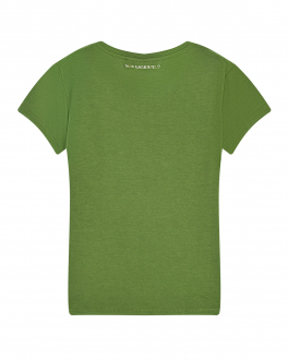 Зеленая футболка с белым логотипом Karl Lagerfeld kids Зеленый, арт. Z15351 625 | Фото 2