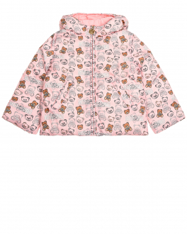 Розовая куртка-пуховик с принтом &quot;медвежата&quot; Moschino Розовый, арт. MUS021 L3B41 83353 | Фото 1