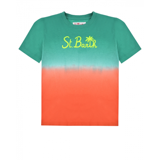 Двухцветная футболка с надписью Saint Barth | Фото 1