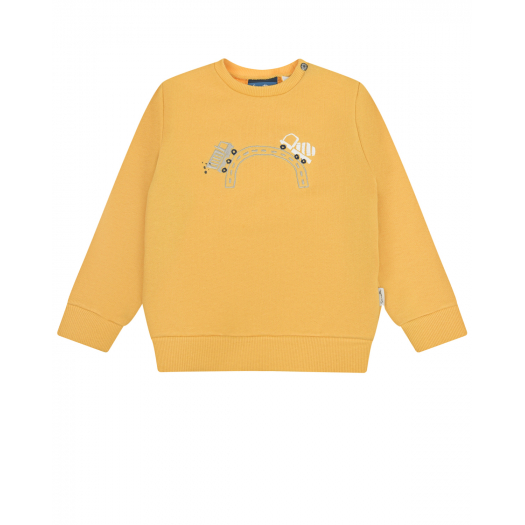 Желтый свитшот с вышивкой &quot;машины&quot; Sanetta Kidswear | Фото 1