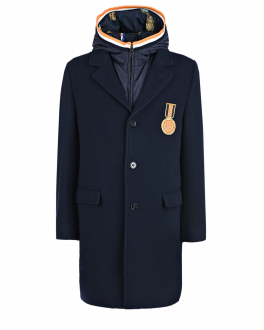 Темно-синее пальто с жилетом Dolce&Gabbana Мультиколор, арт. L41C90 G7XBV B0665 | Фото 1