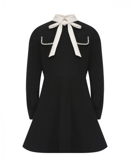 Платье с белым воротником, черное Elie Saab | Фото 1