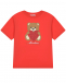 Красная футболка с принтом &quot;мишка с сердцем&quot; Moschino | Фото 1